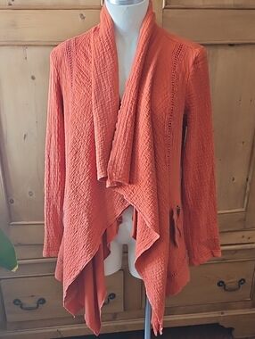 Molio Relio Waterfall Cotton Cardigan Rust Orange Size L